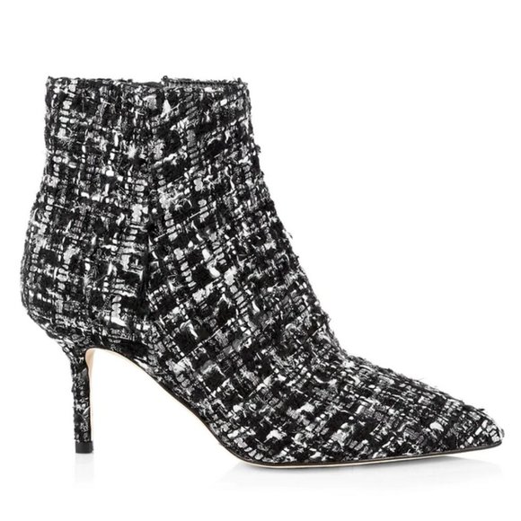 NEW L'AGENCE Women's EU 40 (US 9-9.5) Aimee Tweed Booties, Black Metallic Tweed - Picture 2 of 6